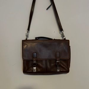 Vintage Coach brief case dark brown with chrome hardware and shoulder strap